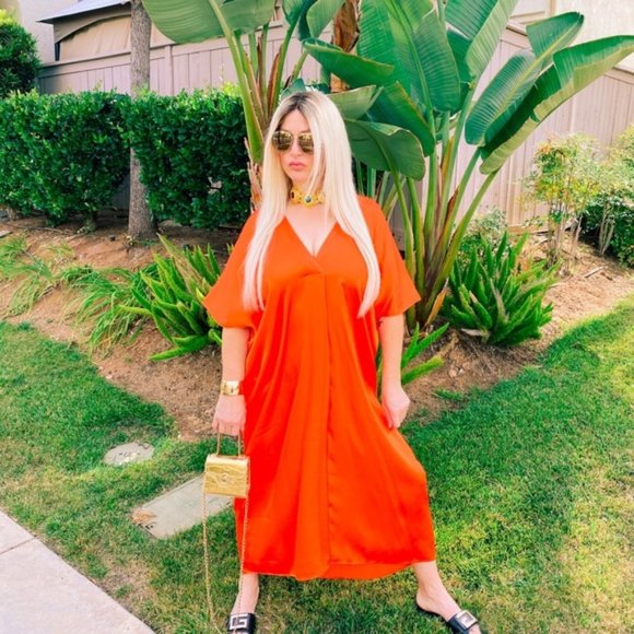 Zara | Dresses | Zara Satin Effect Tunic Dress Orange | Poshmark